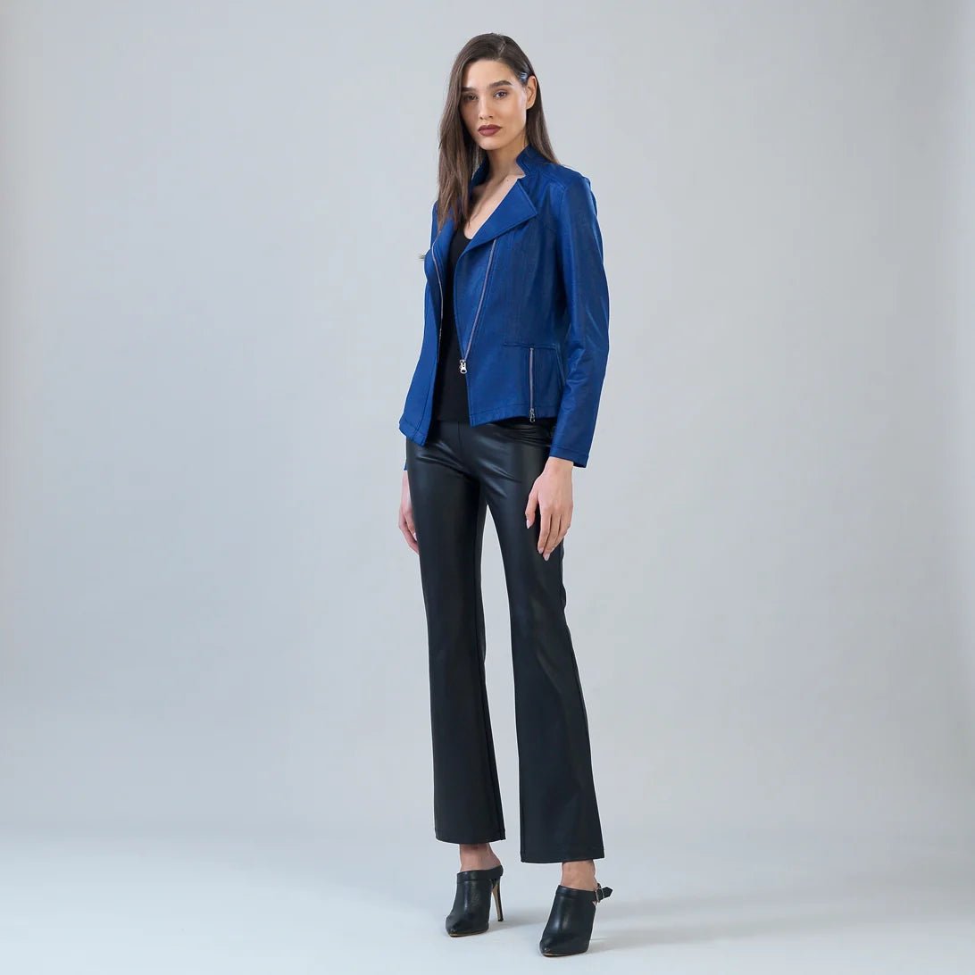 Clara Sunwoo Liquid Leather Zip Jacket | Cobalt Blue