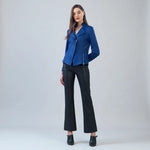 Clara Sunwoo Liquid Leather Zip Jacket | Cobalt Blue - Juli's Wearable Art