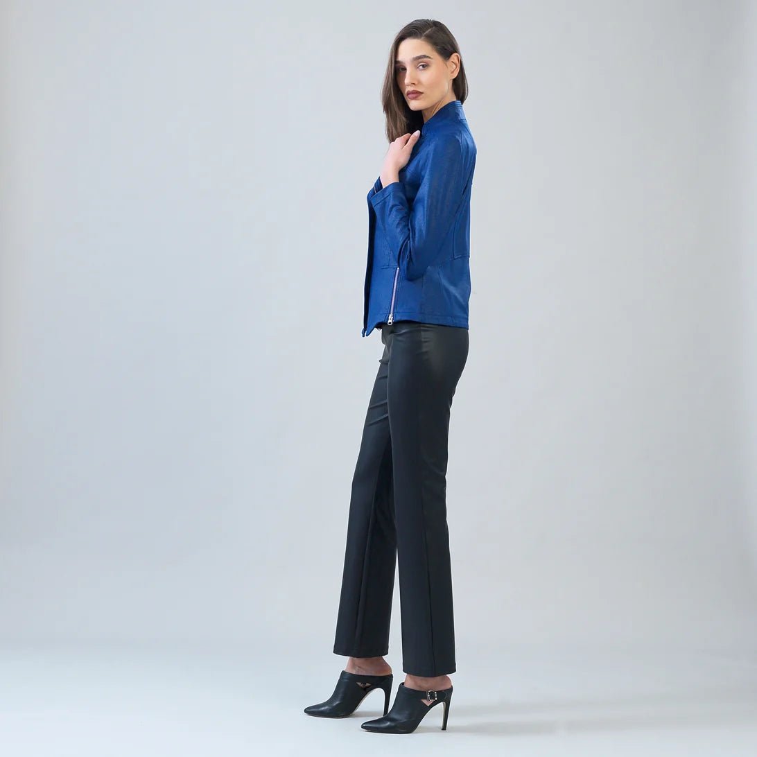 Clara Sunwoo Liquid Leather Zip Jacket | Cobalt Blue - Juli's Wearable Art