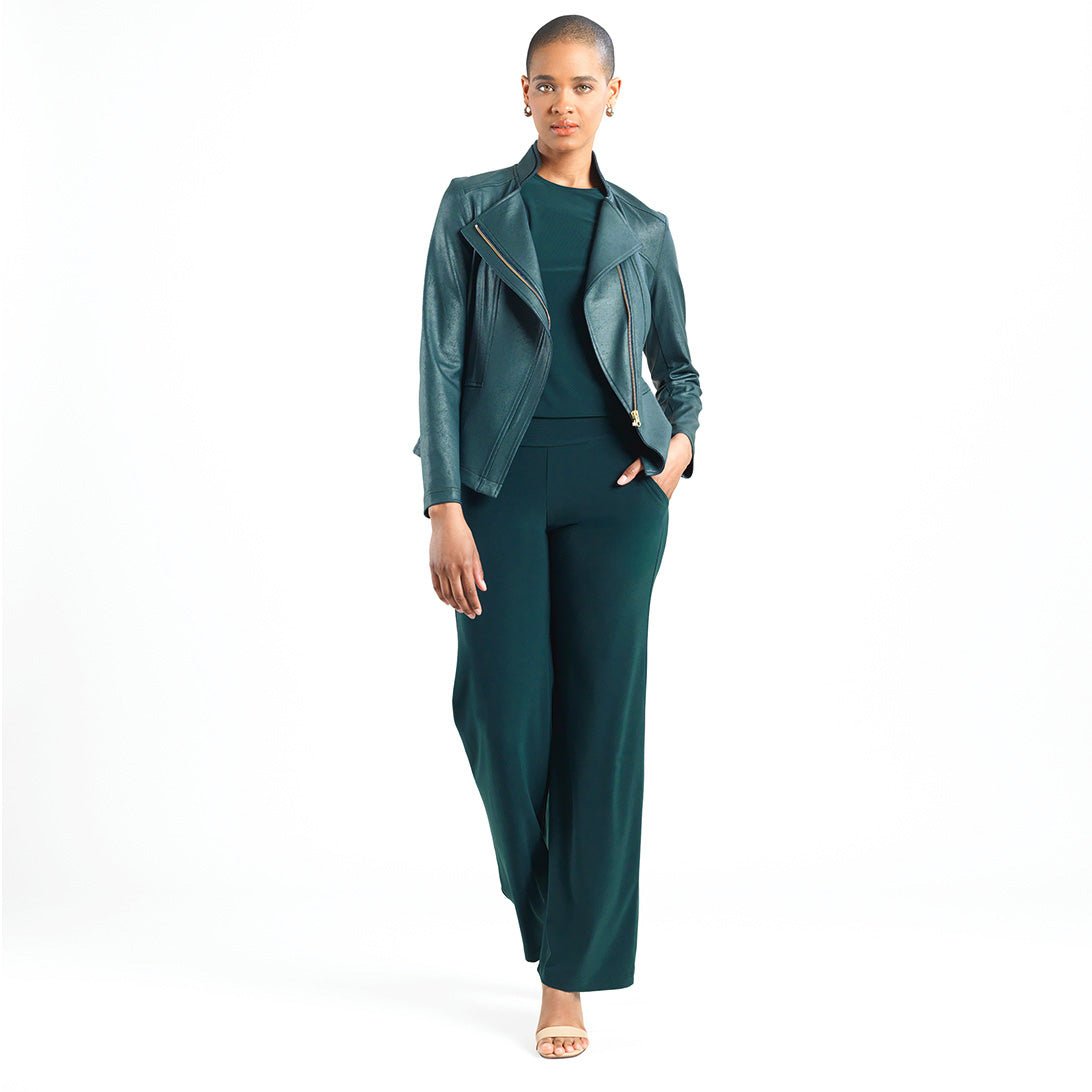 Clara Sunwoo Liquid Leather Zip Jacket - Hunter Green