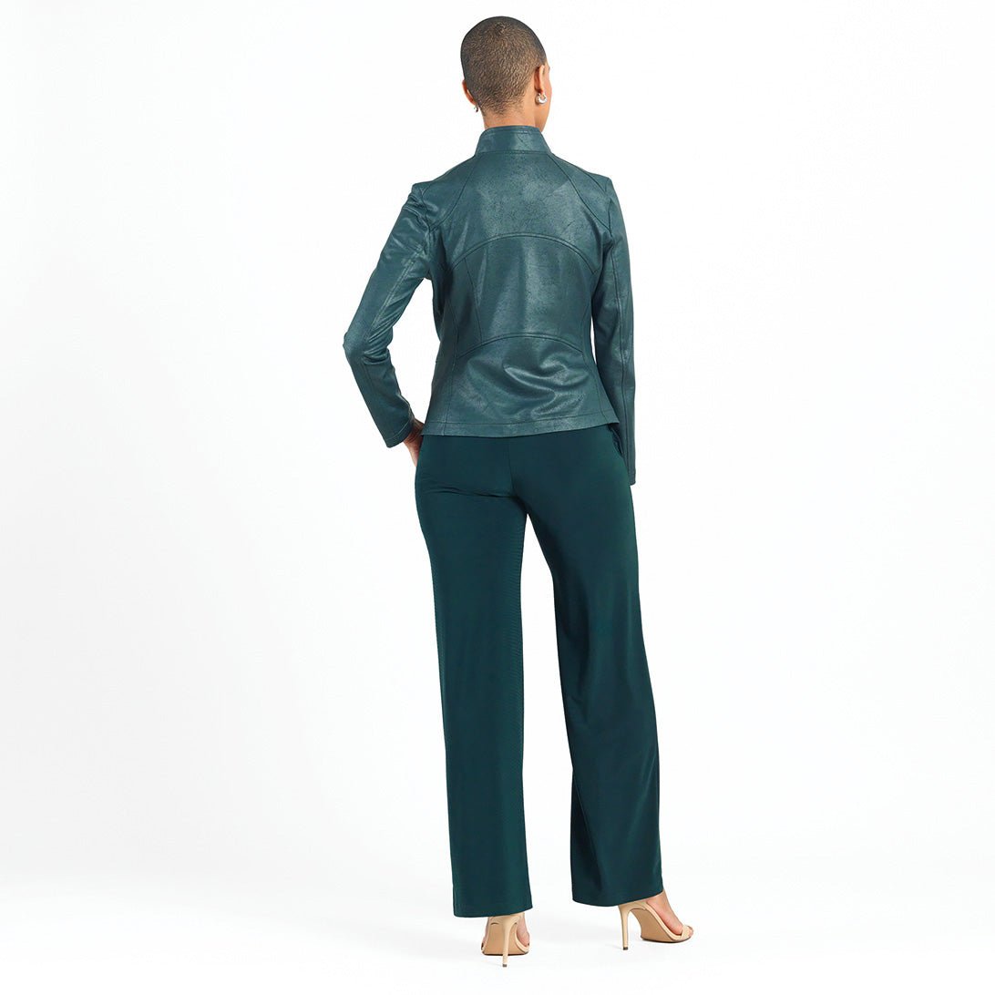 Clara Sunwoo Liquid Leather Zip Jacket - Hunter Green - Juli's Wearable Art