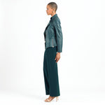 Clara Sunwoo Liquid Leather Zip Jacket - Hunter Green - Juli's Wearable Art