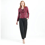 Clara Sunwoo Liquid Leather Zip Jacket - Merlot - Juli's Wearable Art