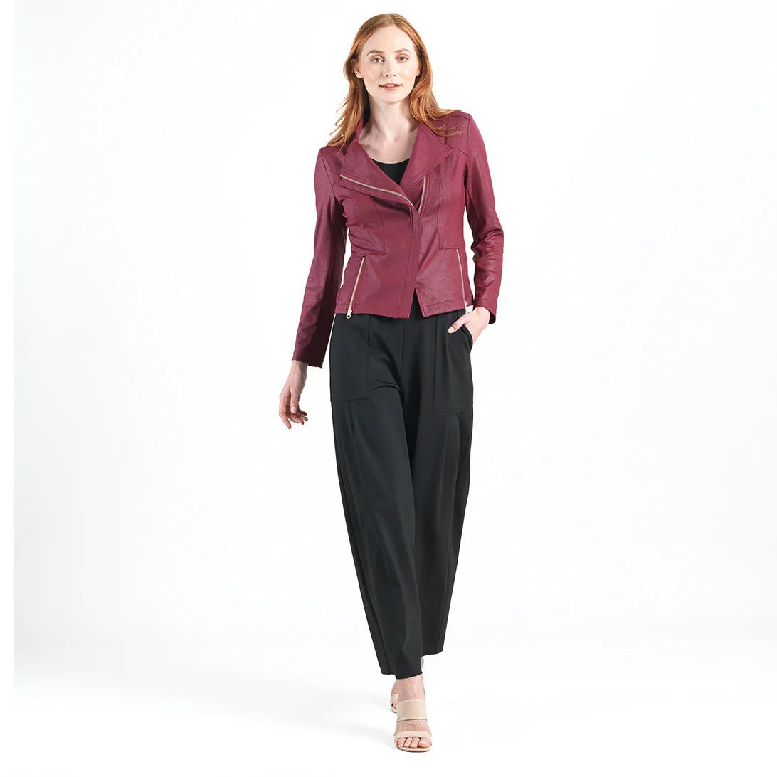 Clara Sunwoo Liquid Leather Zip Jacket - Merlot - Juli's Wearable Art