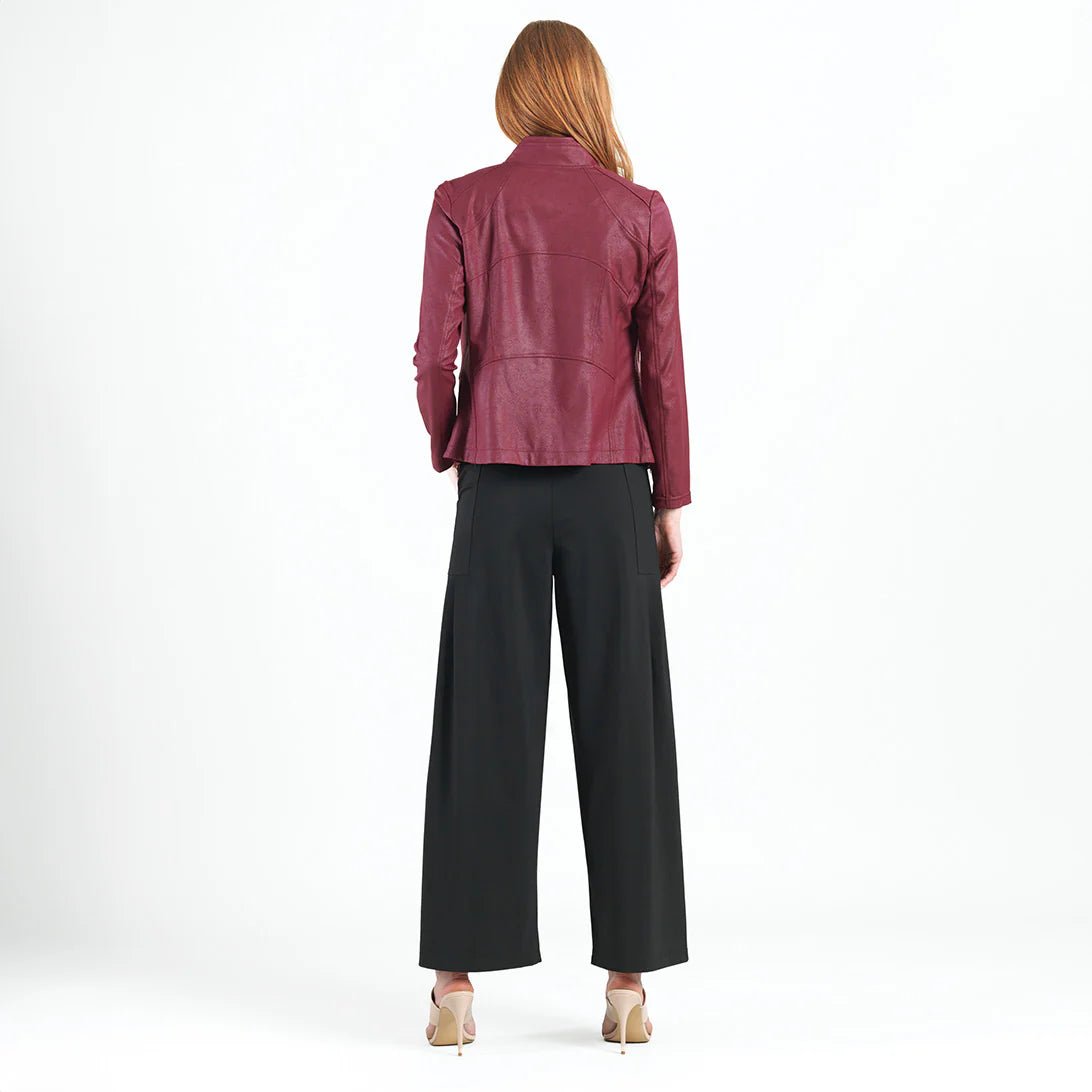 Clara Sunwoo Liquid Leather Zip Jacket - Merlot - Juli's Wearable Art