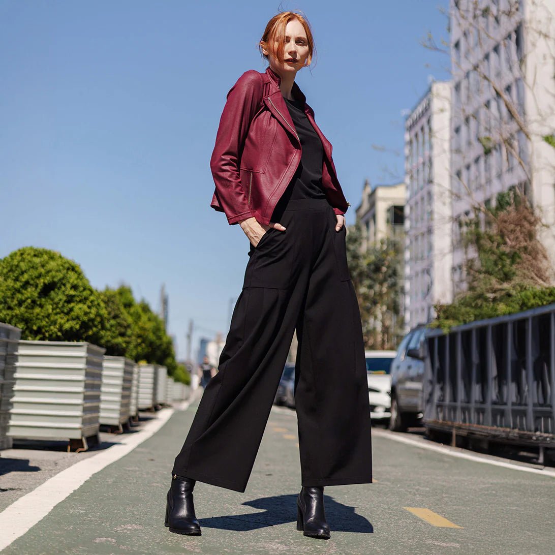 Clara Sunwoo Liquid Leather Zip Jacket - Merlot - Juli's Wearable Art