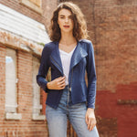 Clara Sunwoo Liquid Leather Zip Jacket - Navy - Juli's Wearable Art
