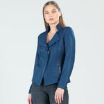 Clara Sunwoo Liquid Leather Zip Jacket - Navy - Juli's Wearable Art
