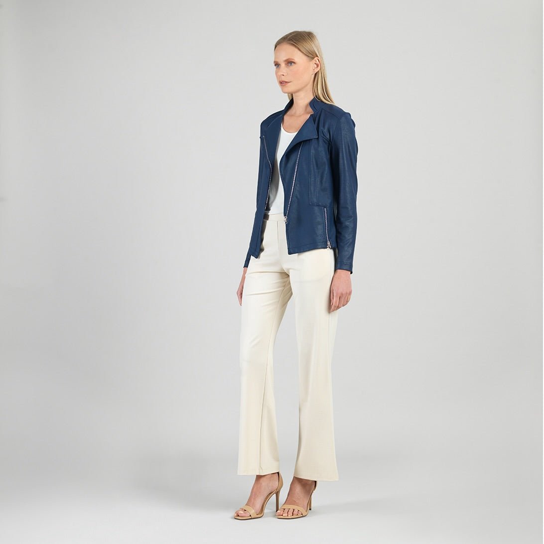 Clara Sunwoo Liquid Leather Zip Jacket - Navy - Juli's Wearable Art