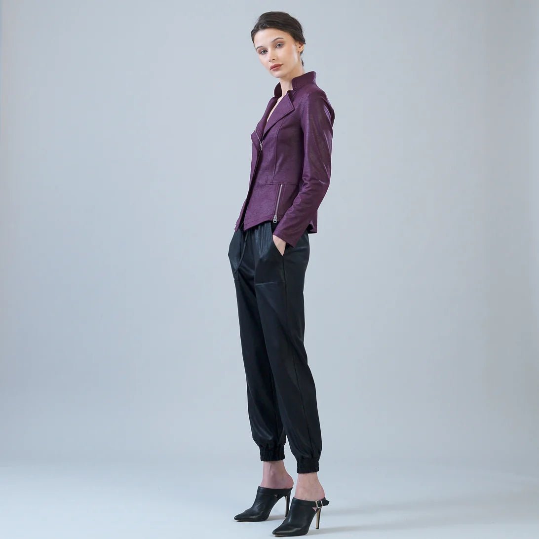 Clara Sunwoo Liquid Leather Zip Jacket | Plum - Juli's Wearable Art