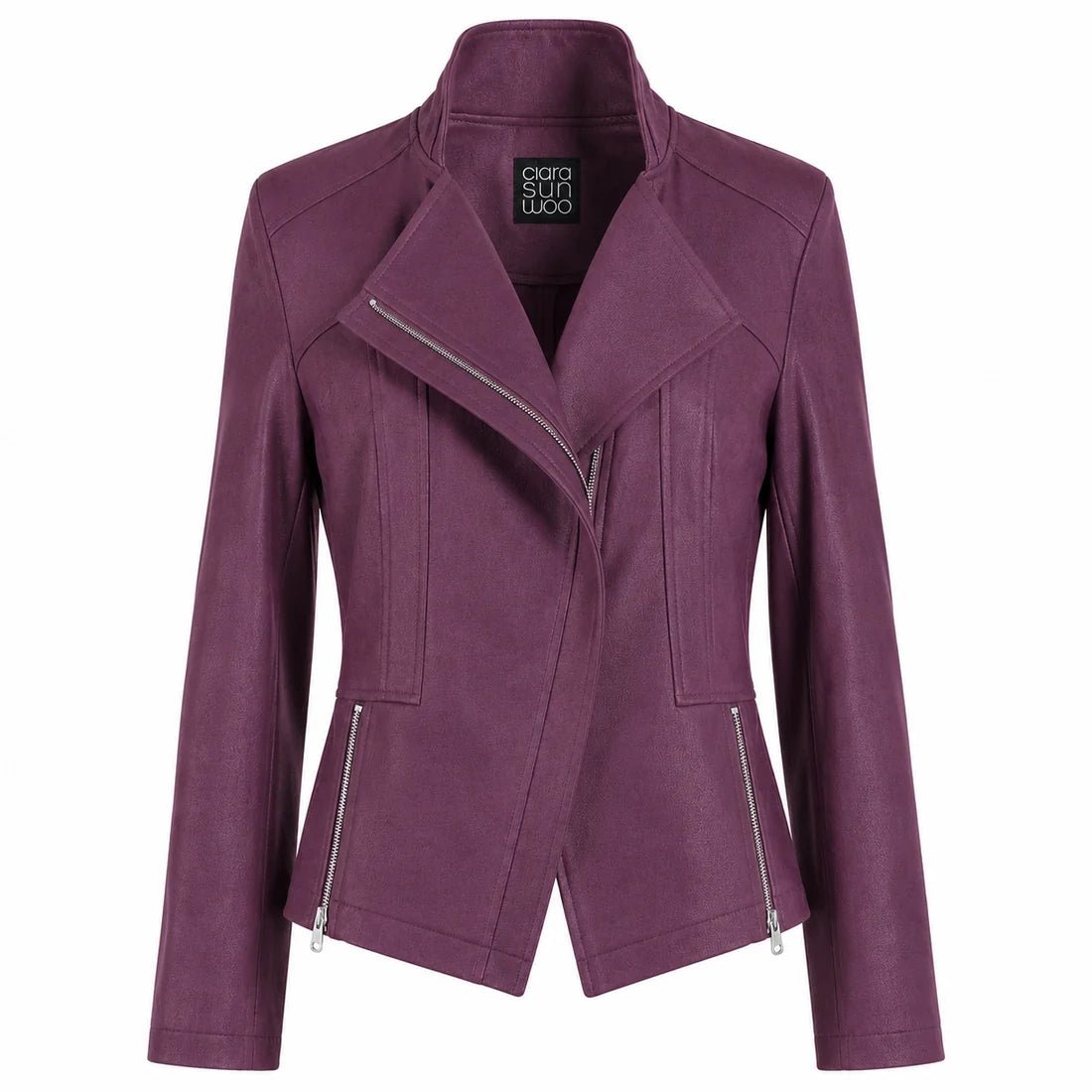 Clara Sunwoo Liquid Leather Zip Jacket | Plum - Juli's Wearable Art