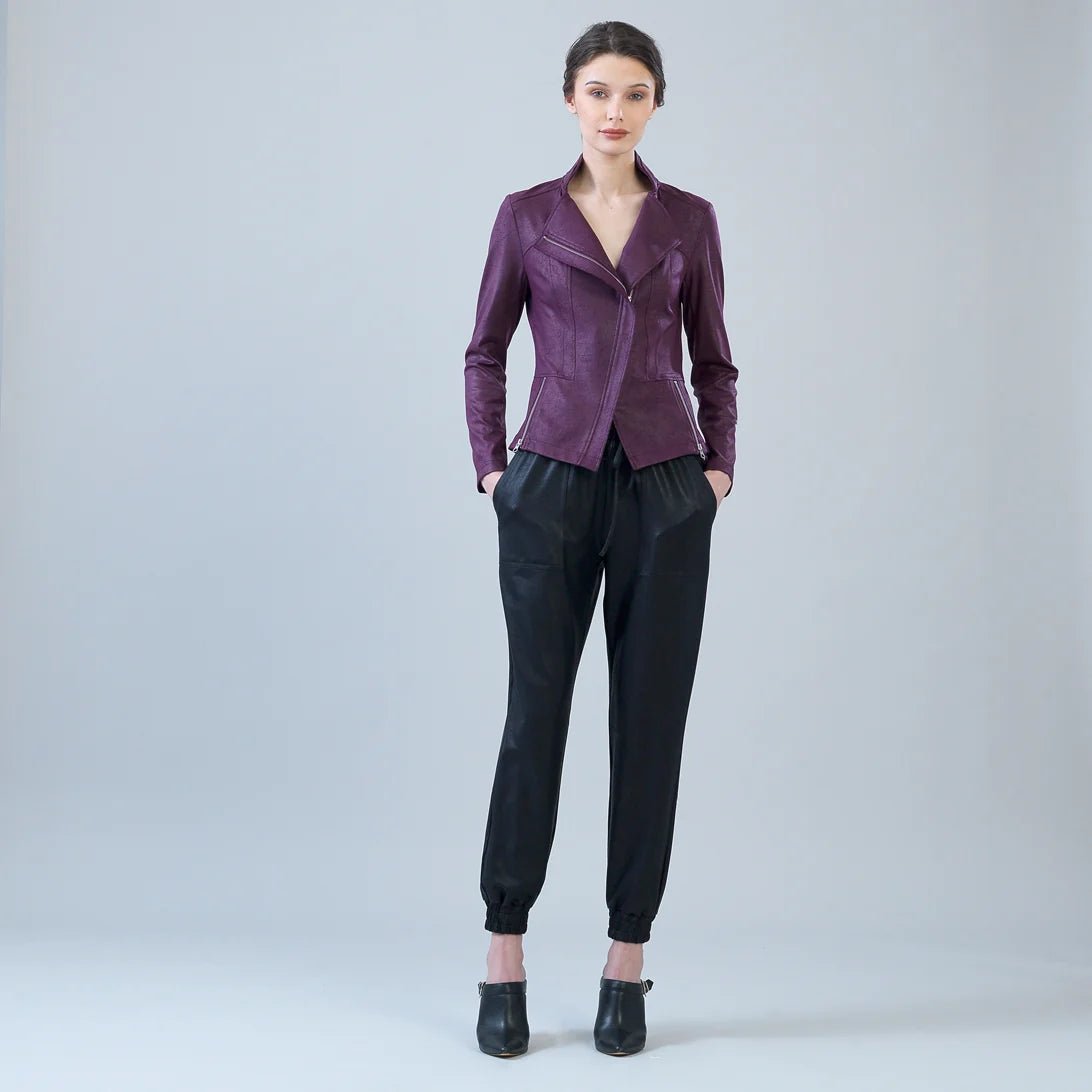 Clara Sunwoo Liquid Leather Zip Jacket | Plum