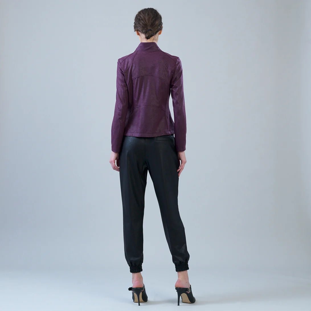 Clara Sunwoo Liquid Leather Zip Jacket | Plum - Juli's Wearable Art