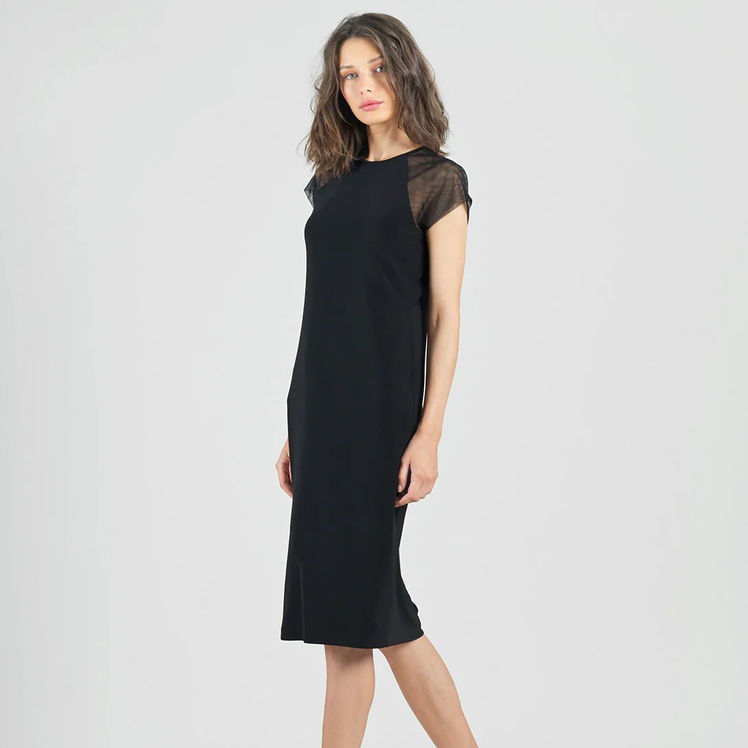 Clara Sunwoo Mesh Cap Sleeve Midi Dress - Black - Juli's Wearable Art