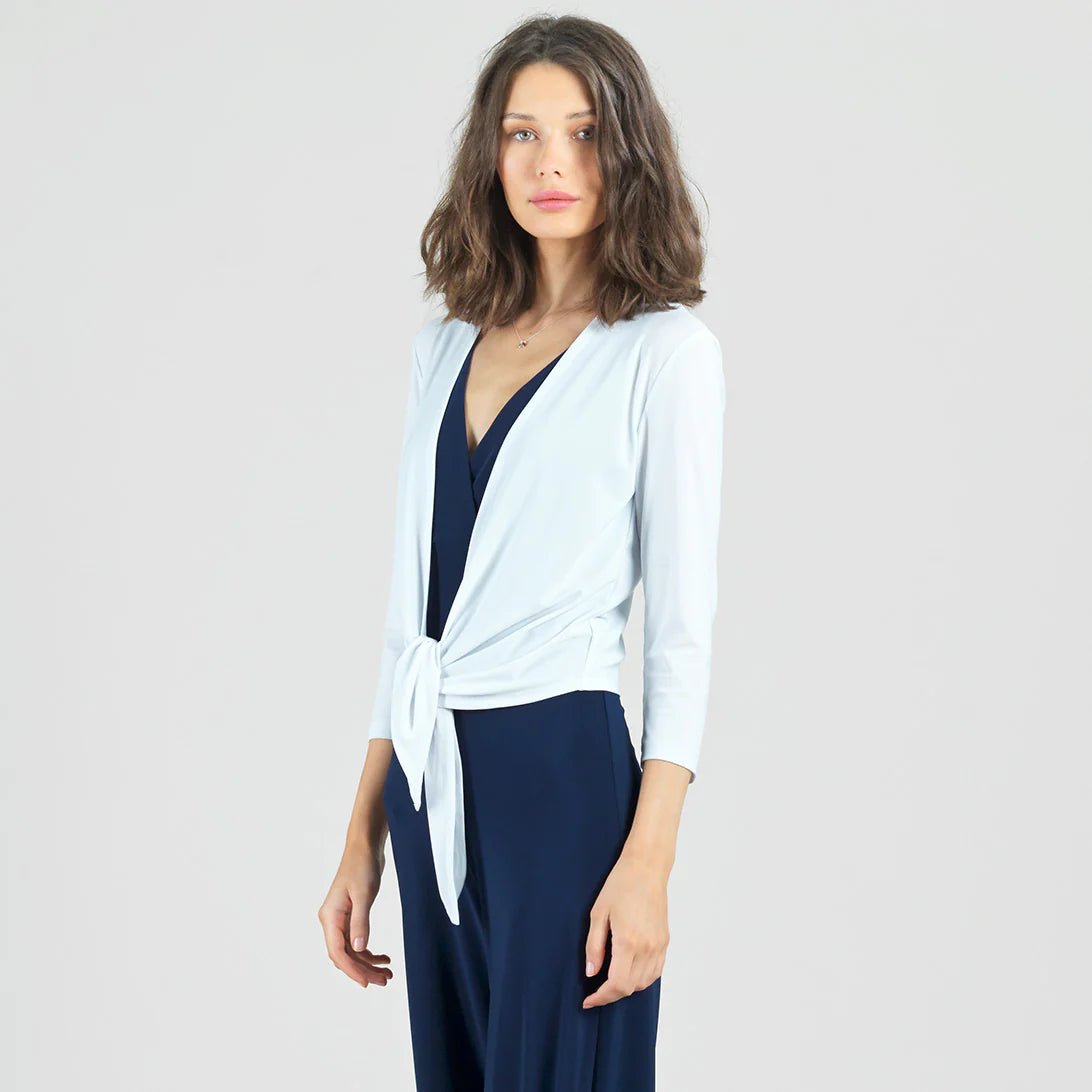 Clara Sunwoo Modern Tie Front Cardigan | White - Juli's Wearable Art