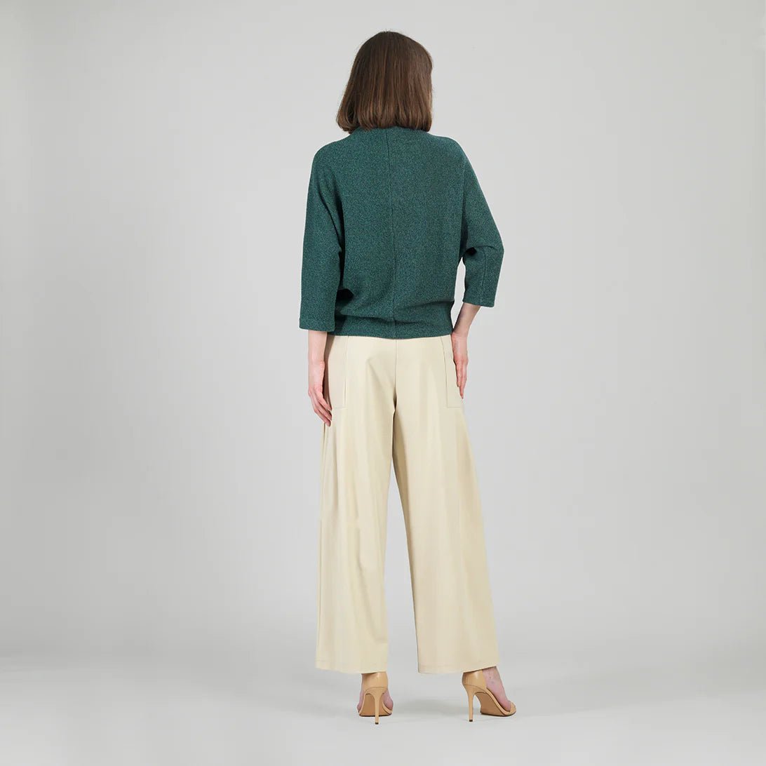 Clara Sunwoo Plush Ribbed - Funnel Neck Sweater Top - Hunter Green - Juli's Wearable Art