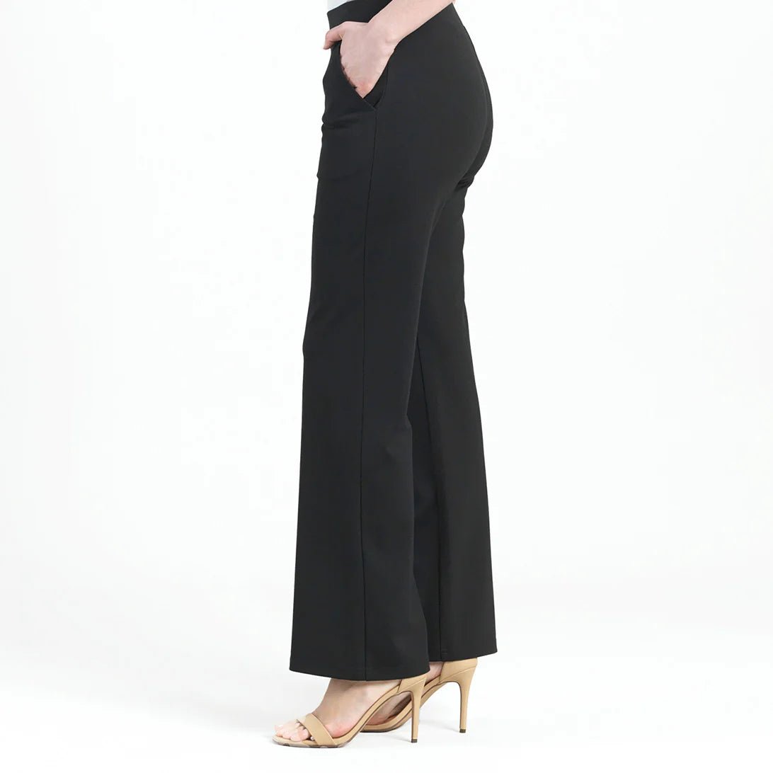 Clara Sunwoo Rayon - Ponte Knit - Loose Leg Pocket Pant - Black - Juli's Wearable Art