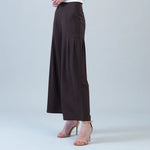 Clara Sunwoo Rayon-Ponte Knit - Pleated Wide Leg Pocket Pant | Brown - Juli's Wearable Art