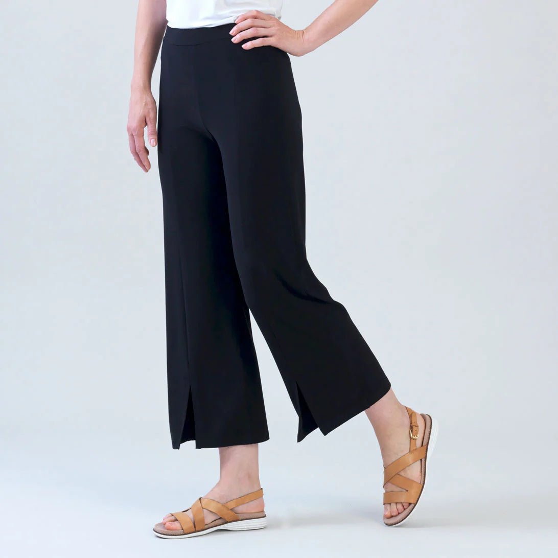 Clara Sunwoo Relaxed Kick Front Slit Ankle Pant | Black - Juli's Wearable Art