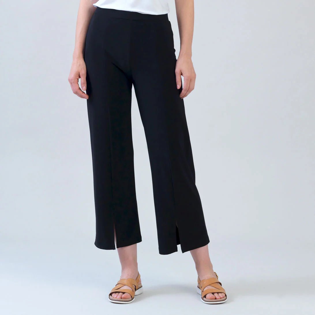 Clara Sunwoo Relaxed Kick Front Slit Ankle Pant | Black - Juli's Wearable Art