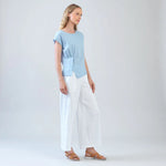 Clara Sunwoo Soft Cotton Cap Sleeve Stitch Overlay Top | Powder Blue - Juli's Wearable Art