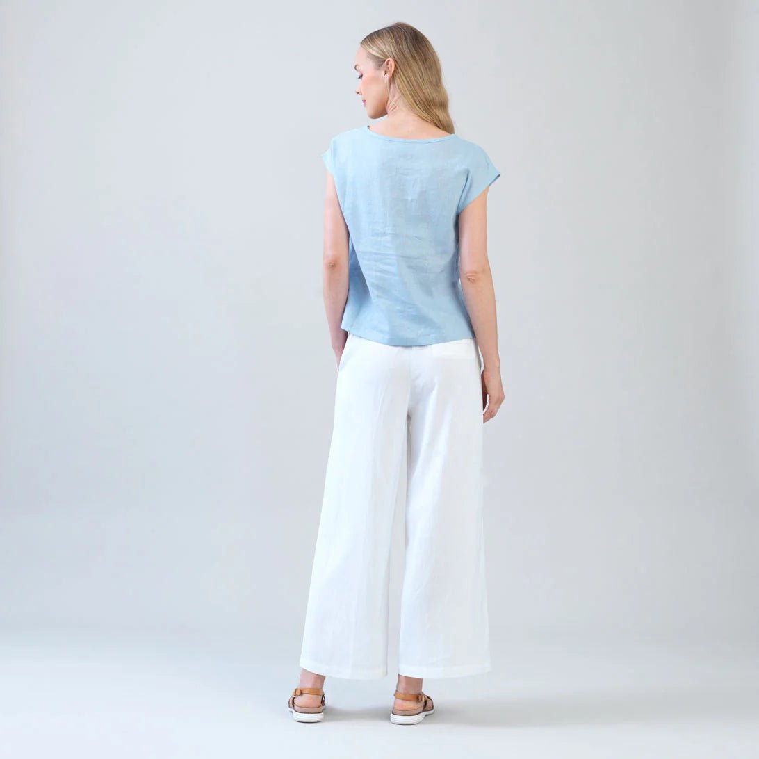 Clara Sunwoo Soft Cotton Cap Sleeve Stitch Overlay Top | Powder Blue - Juli's Wearable Art