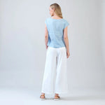 Clara Sunwoo Soft Cotton Cap Sleeve Stitch Overlay Top | Powder Blue - Juli's Wearable Art
