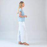 Clara Sunwoo Soft Cotton Cap Sleeve Stitch Overlay Top | Powder Blue - Juli's Wearable Art