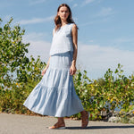 Clara Sunwoo Soft Cotton Double Tiered Maxi Skirt | Powder Blue - Juli's Wearable Art