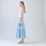 Clara Sunwoo Soft Cotton Double Tiered Maxi Skirt | Powder Blue - Juli's Wearable Art