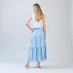 Clara Sunwoo Soft Cotton Double Tiered Maxi Skirt | Powder Blue - Juli's Wearable Art