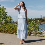 Clara Sunwoo Soft Cotton Double Tiered Maxi Skirt | Powder Blue - Juli's Wearable Art