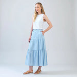 Clara Sunwoo Soft Cotton Double Tiered Maxi Skirt | Powder Blue - Juli's Wearable Art