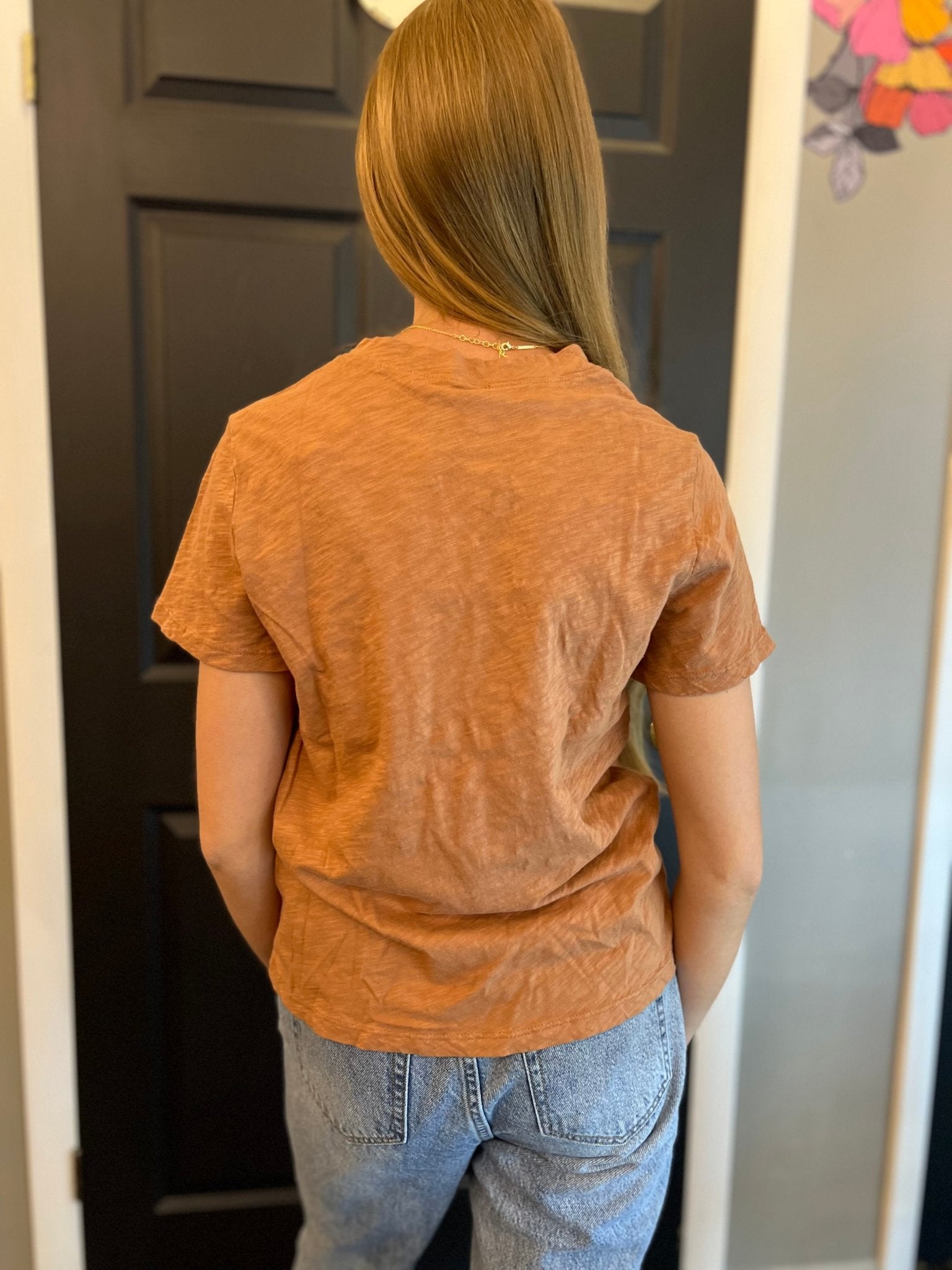 Classic Cotton Slub Crew Neck Tee | Sepia