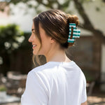 Claw Clip | Sicily Stripes Teal - Juli's Wearable Art