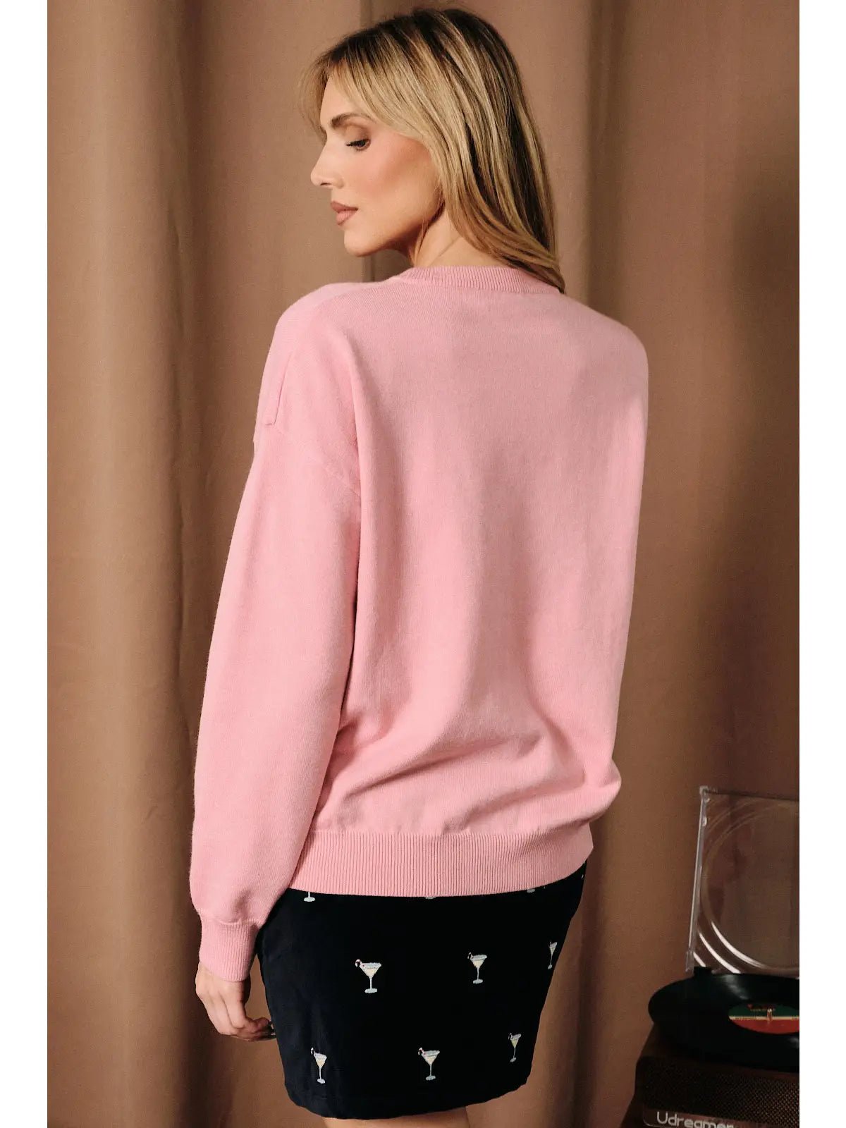 Cocktail Dog Holiday Graphic Crew Neck Knit Sweater - Juli's Wearable Art