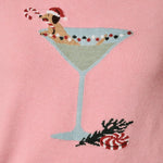 Cocktail Dog Holiday Graphic Crew Neck Knit Sweater - Juli's Wearable Art