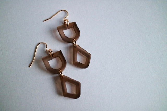 Coffee & Coffee Acrylic Double Dainty Earrings - Juli's Wearable Art