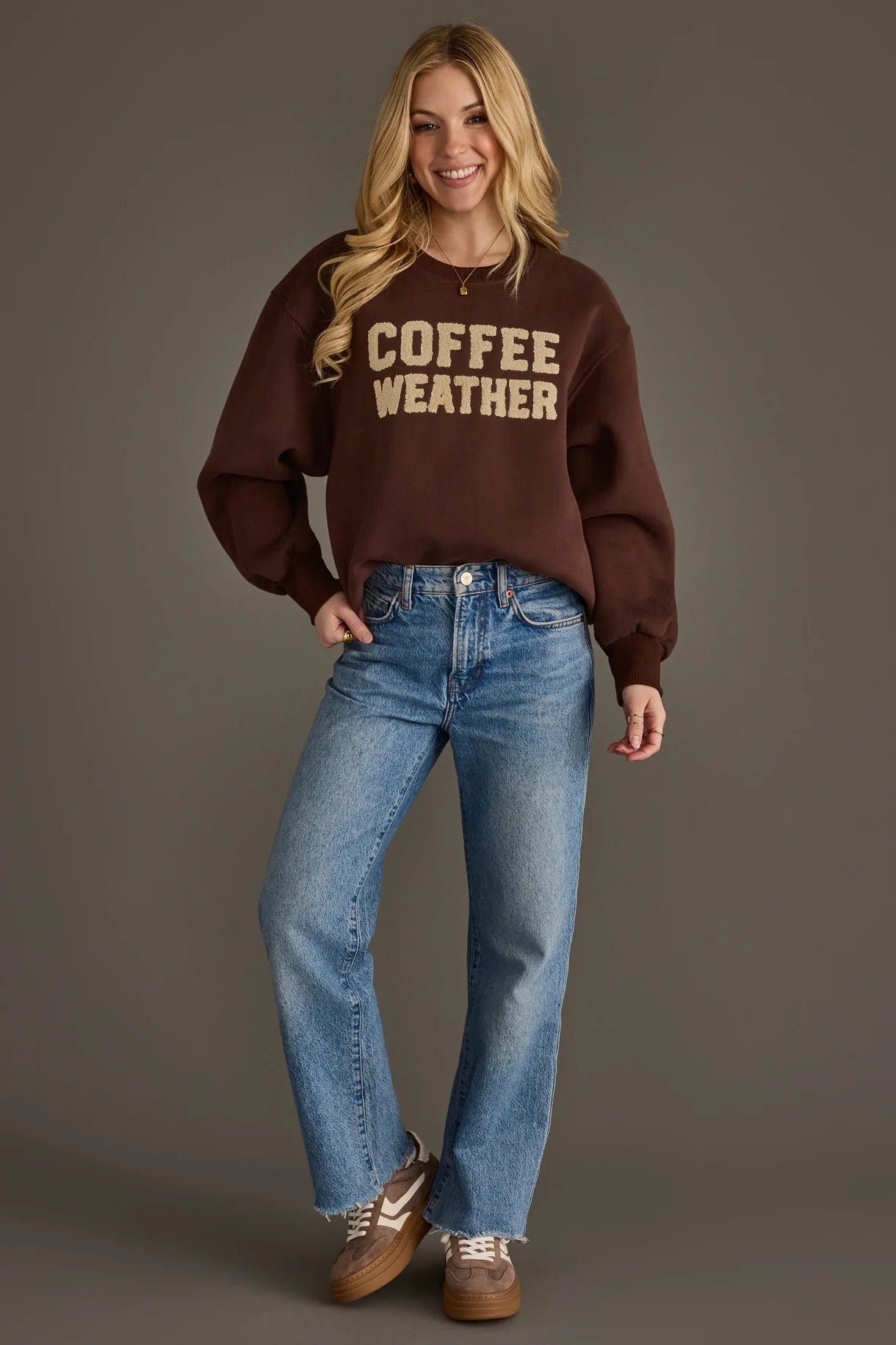 Coffee Weather Sweatshirt | Dark Brown - Juli's Wearable Art