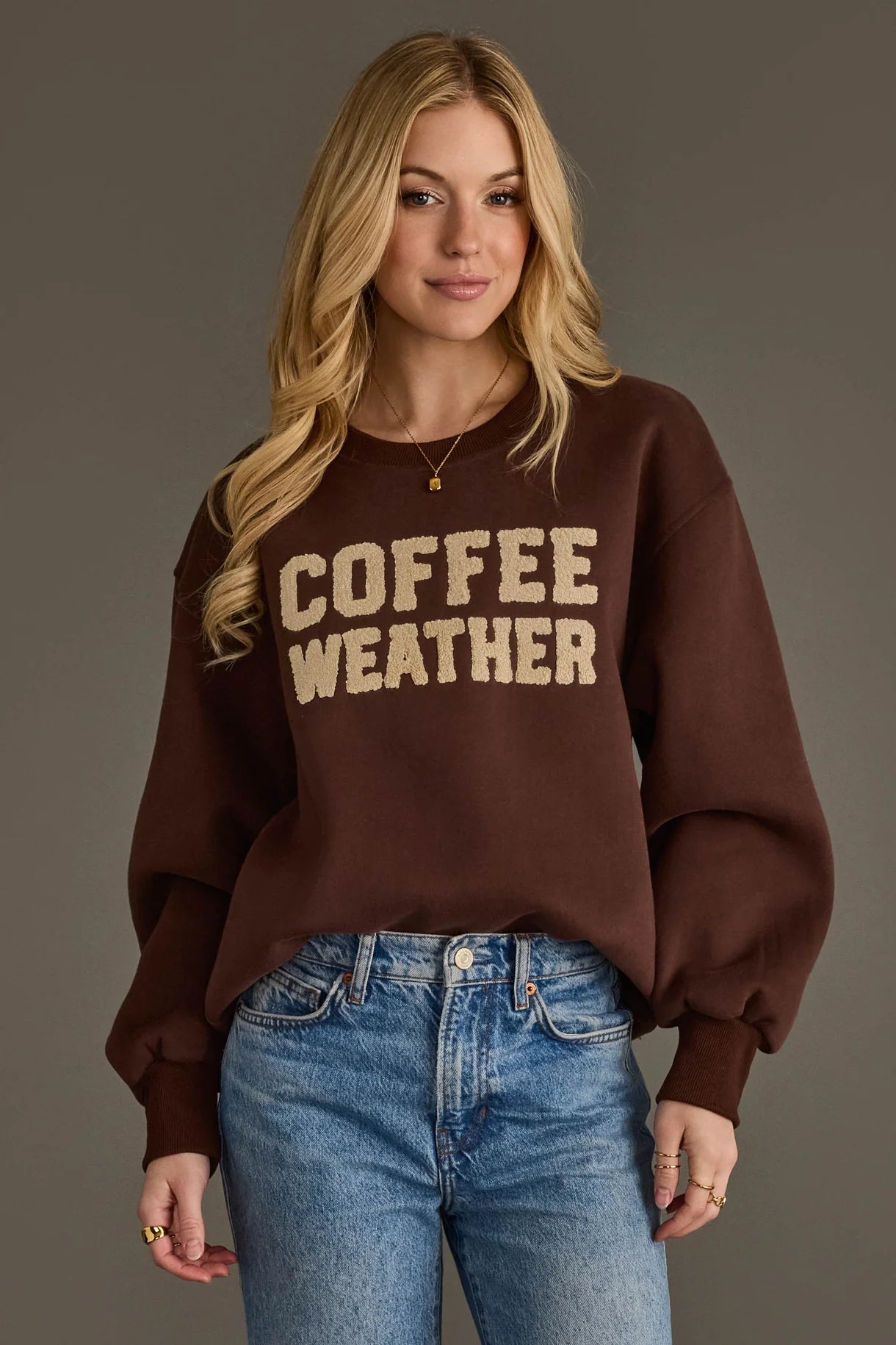 Coffee Weather Sweatshirt | Dark Brown - Juli's Wearable Art