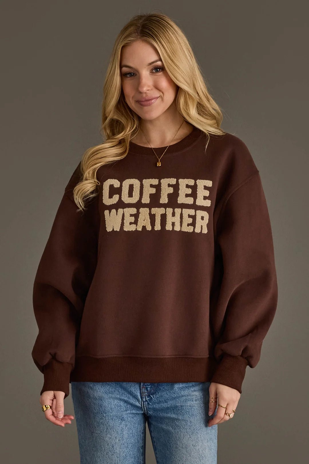 Coffee Weather Sweatshirt | Dark Brown - Juli's Wearable Art