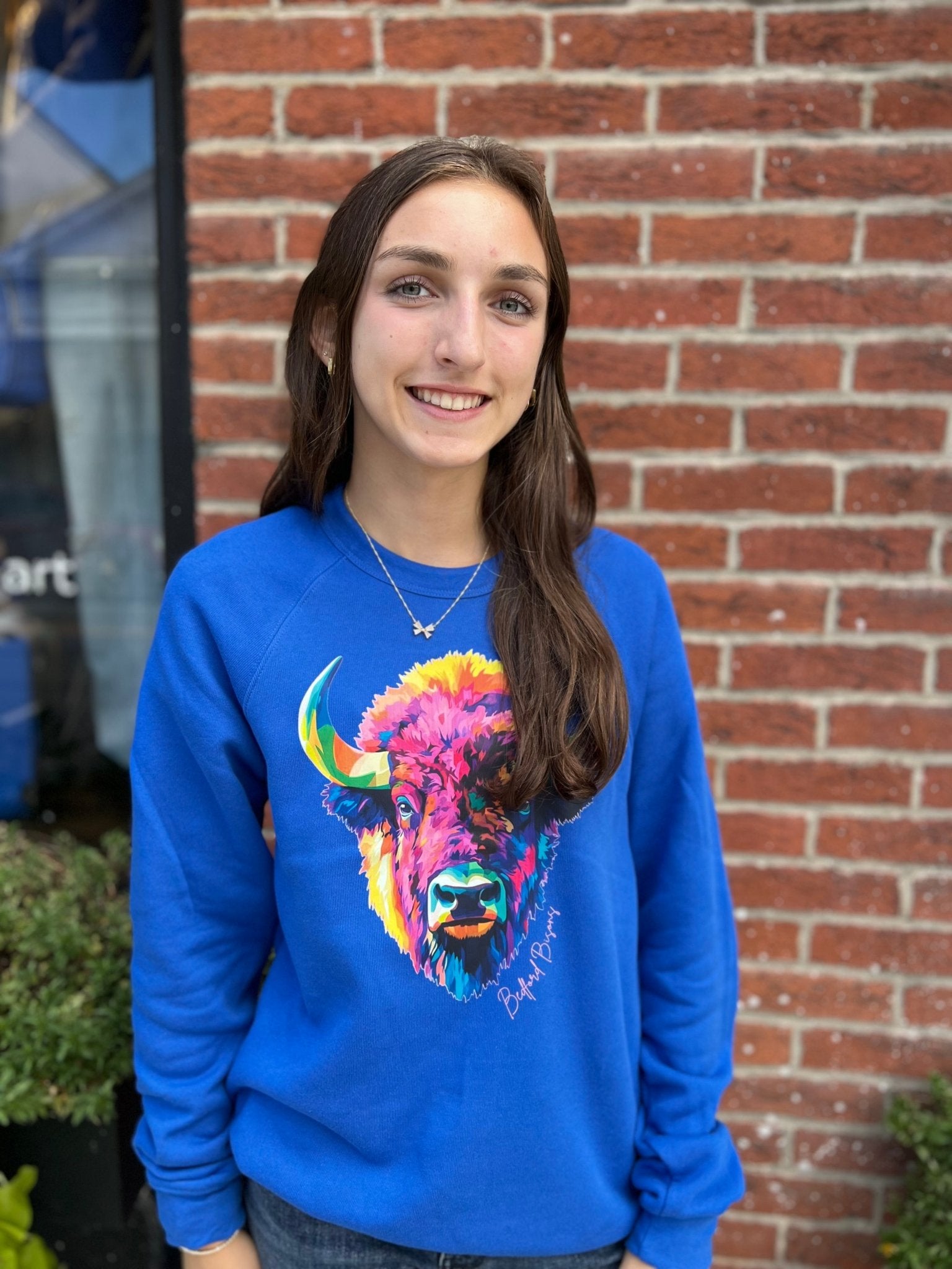 Colorful Graphic Bedford Bisons Sweatshirt - Juli's Wearable Art
