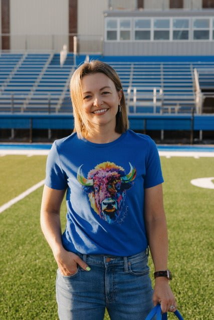 Colorful Graphic Bedford Bisons T-Shirt – Ladies Relaxed Fit