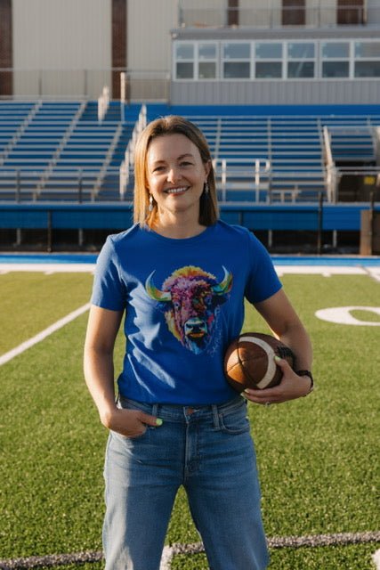 Colorful Graphic Bedford Bisons T-Shirt – Ladies Relaxed Fit