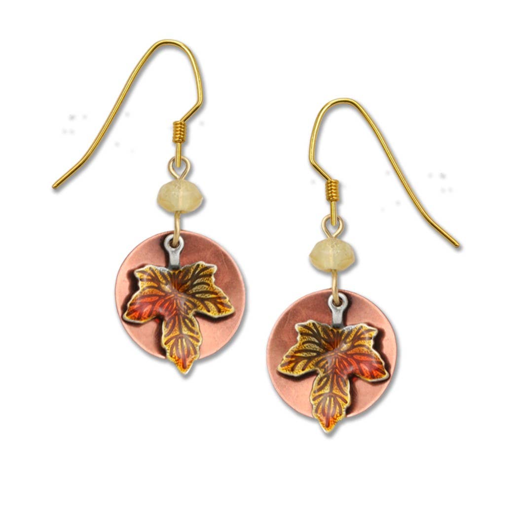 Copper Bowl with Fall Leaf Charm Earrings - Juli's Wearable Art