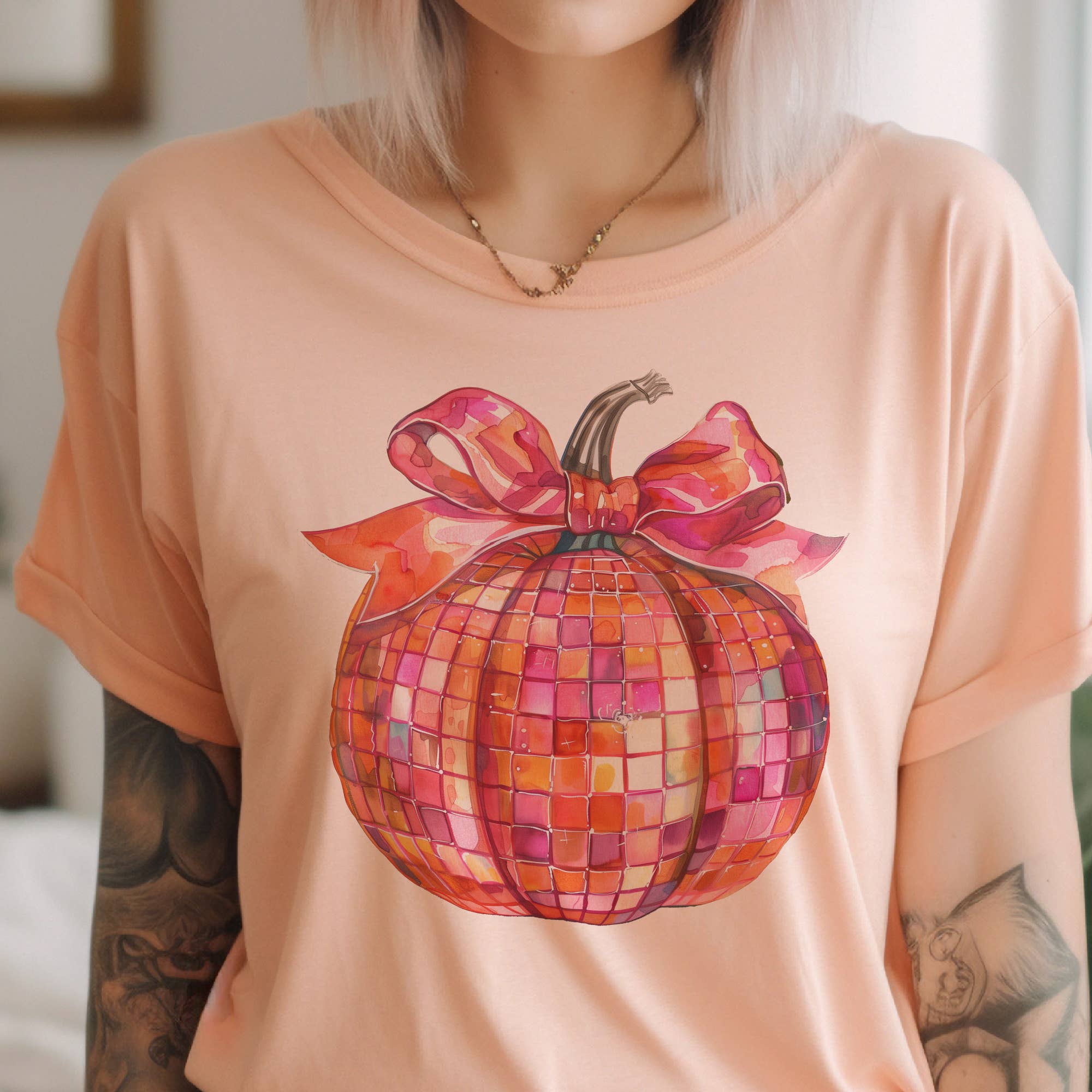 Coquette Disco Pumpkin Fall Girly Pumpkin Graphic Tee - Juli's Wearable Art