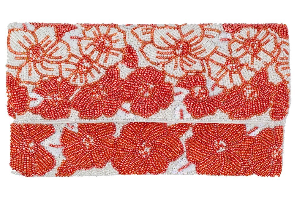Coral Floral Clutch