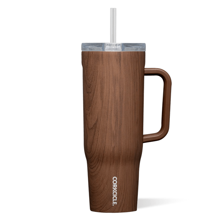 Corkcicle 40oz Cruiser Insulated Tumbler with Handle - Walnut Wood