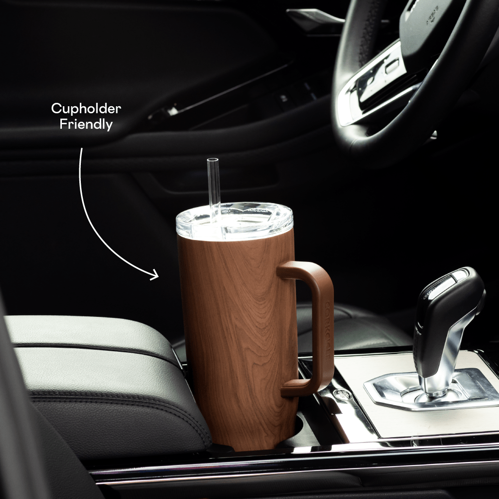 Corkcicle 40oz Cruiser Insulated Tumbler with Handle - Walnut Wood