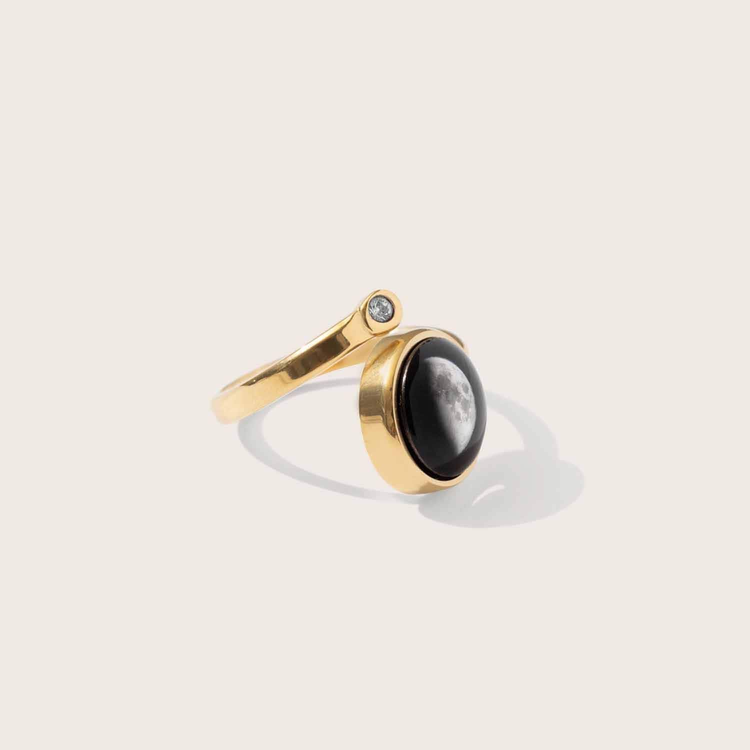 Moonglow Cosmic Spiral Adjustable Ring - Gold